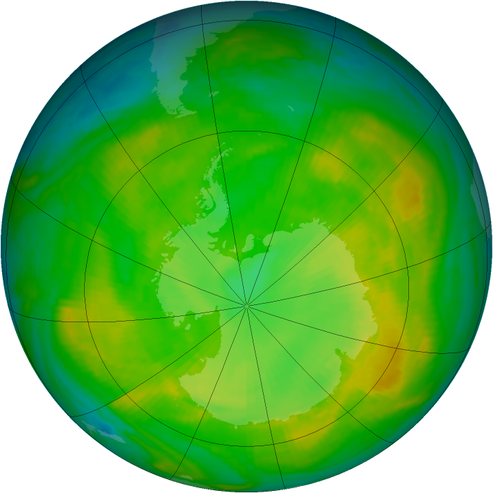 Antarctic ozone map for 15 December 1980